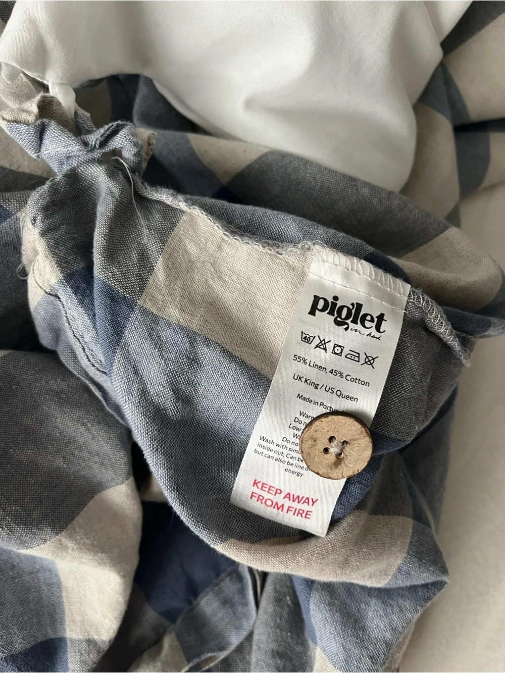 Piglet in Bed Blueberry Plaid Emsworth Full/Queen Duvet and Pillowcase Set